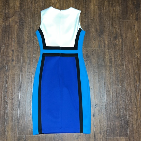 Calvin Klein Women's Colorblocked Sheath Dress (Size 2, Atlantis/White/ Blue) - Picture 3 of 3